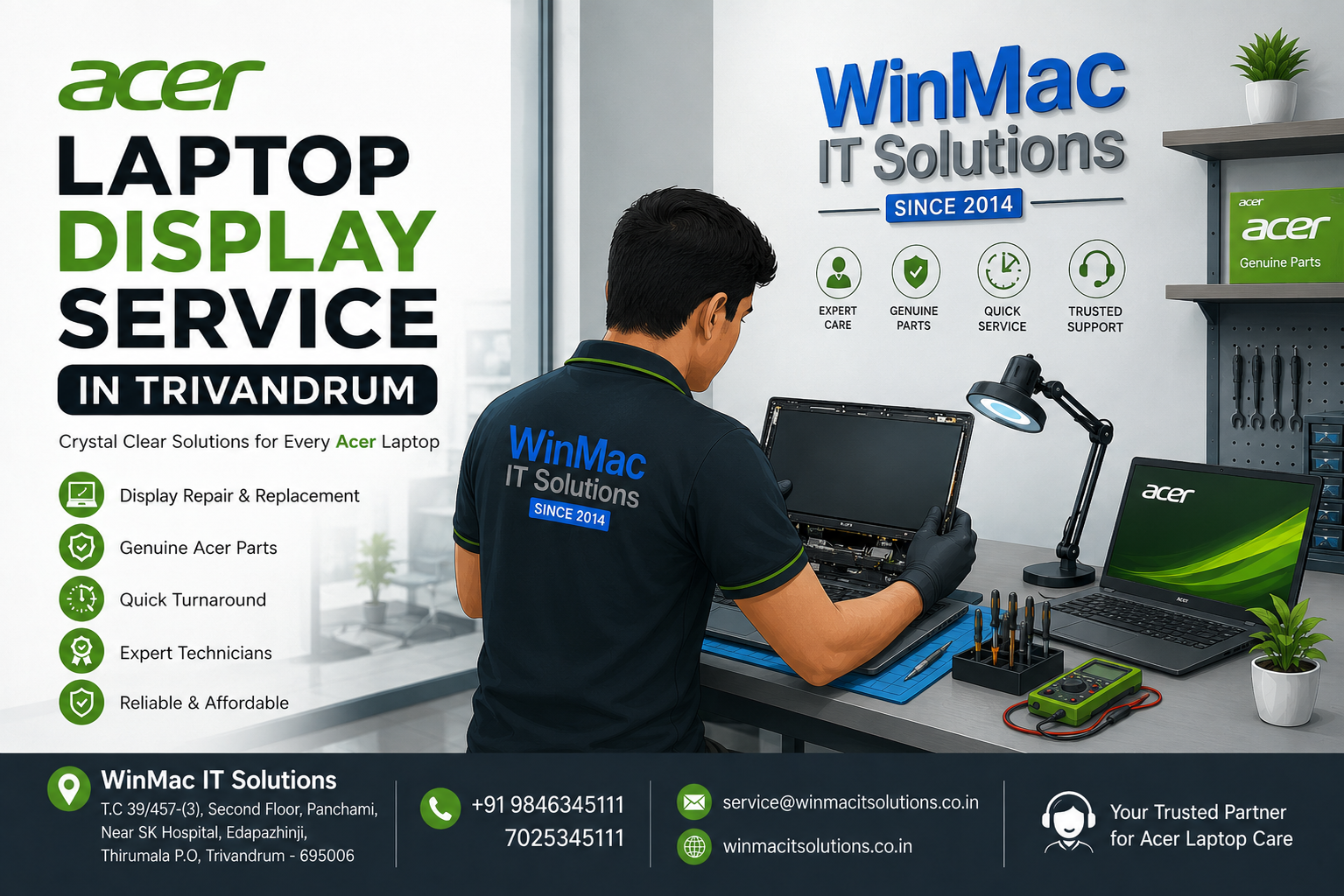 Acer Laptop Display Service in Trivandrum – WinMac IT Solutions